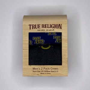 TRUE RELIGION BRAND JEANS 2 PACK Crews Logo SOCKS